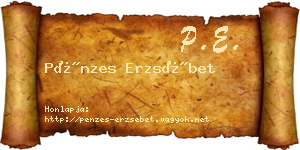 Pénzes Erzsébet névjegykártya